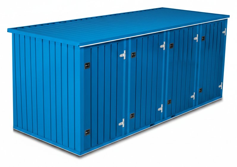 Blue multi-compartment unit, closed