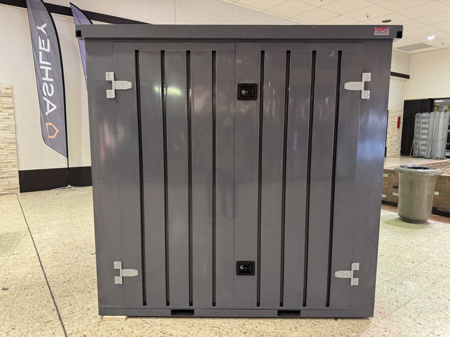 Slate-grey steel storage vault