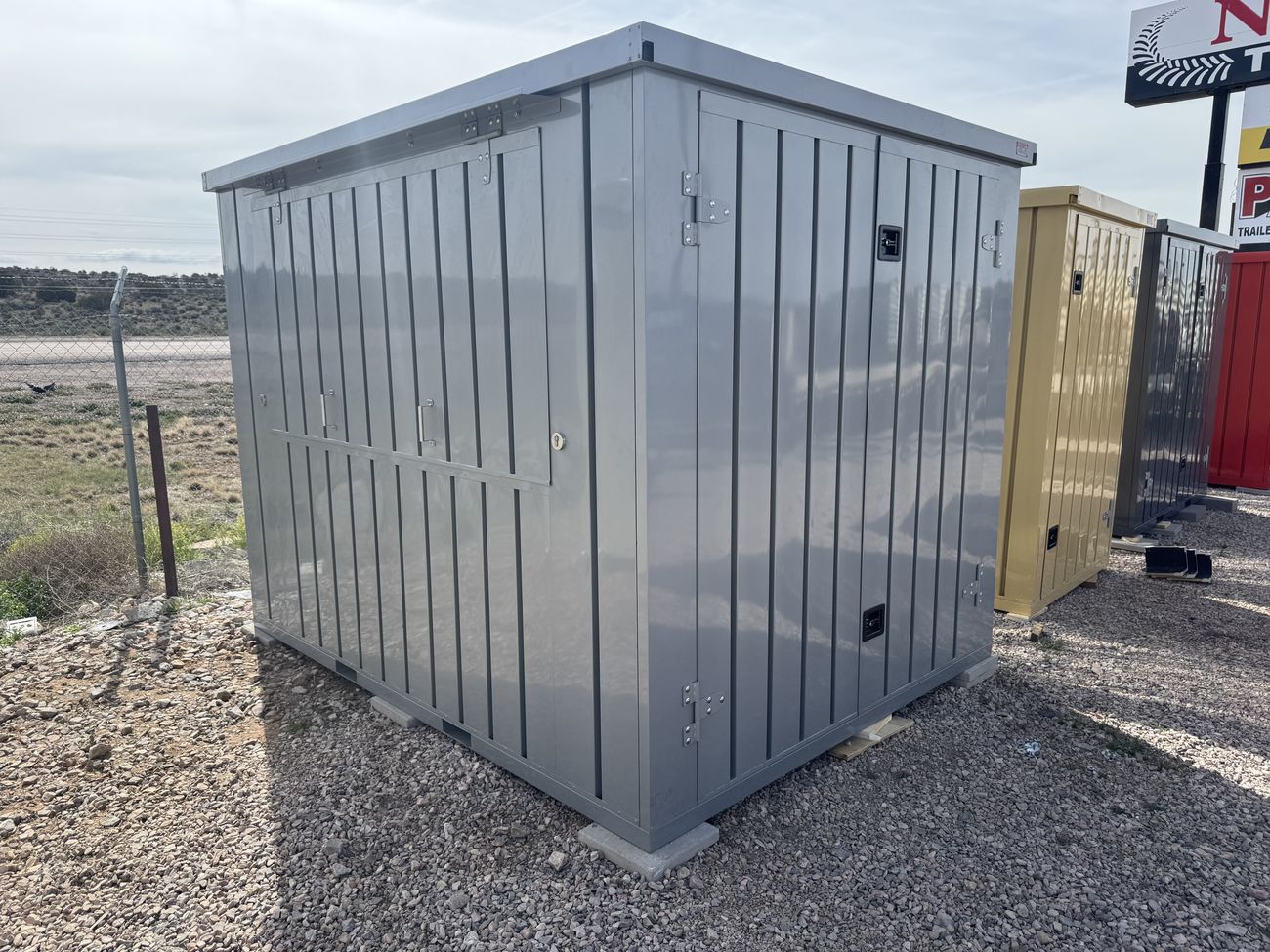 Closed and locked, it's a clean steel box that guards your setup overnight.
